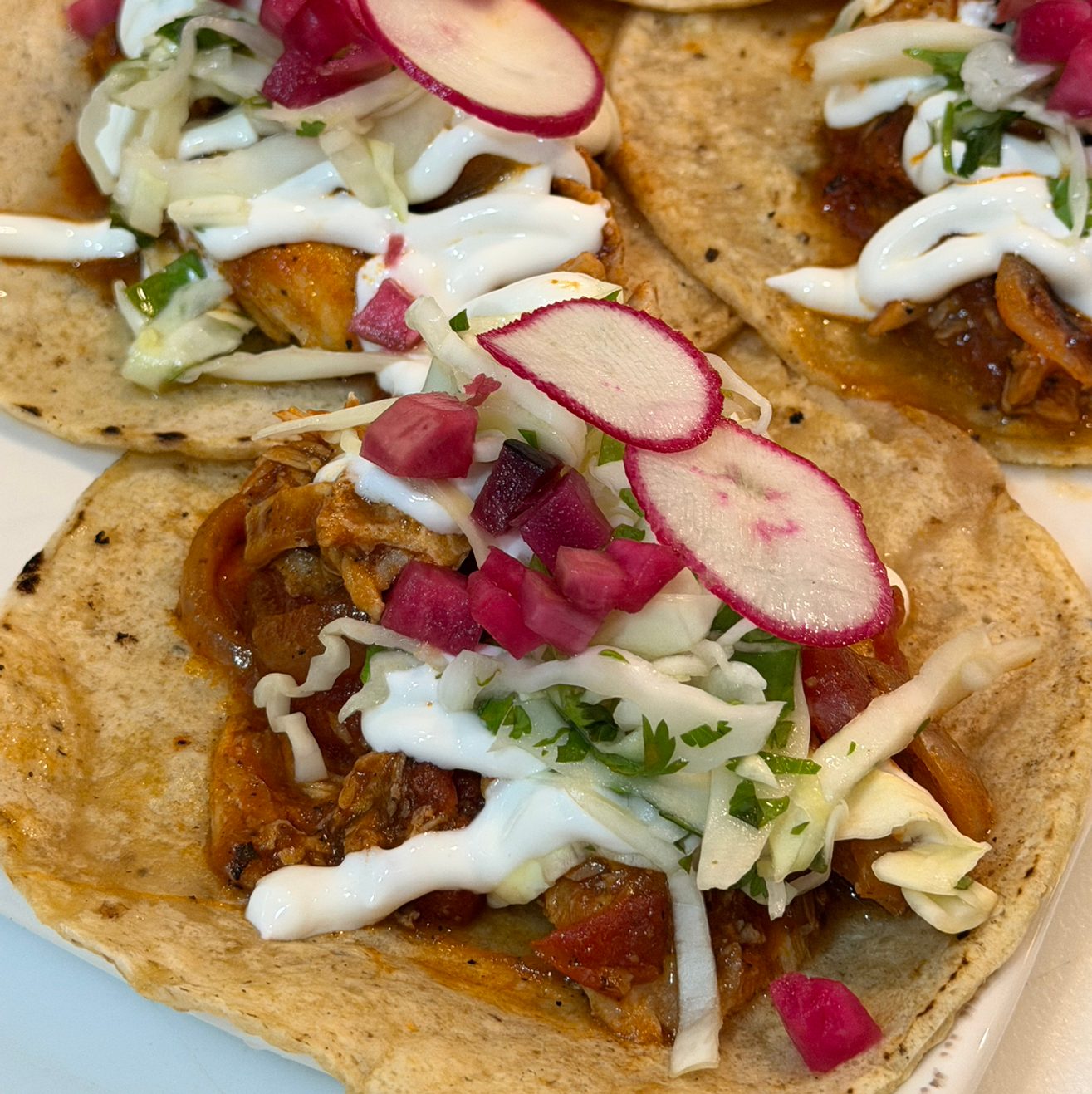 Chicken Harissa Tinga Tacos.